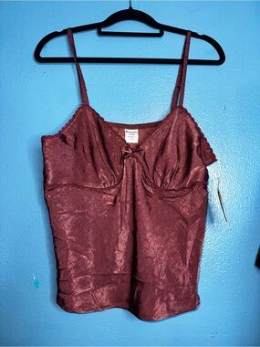 Satin Maroon Camisole Tank Top